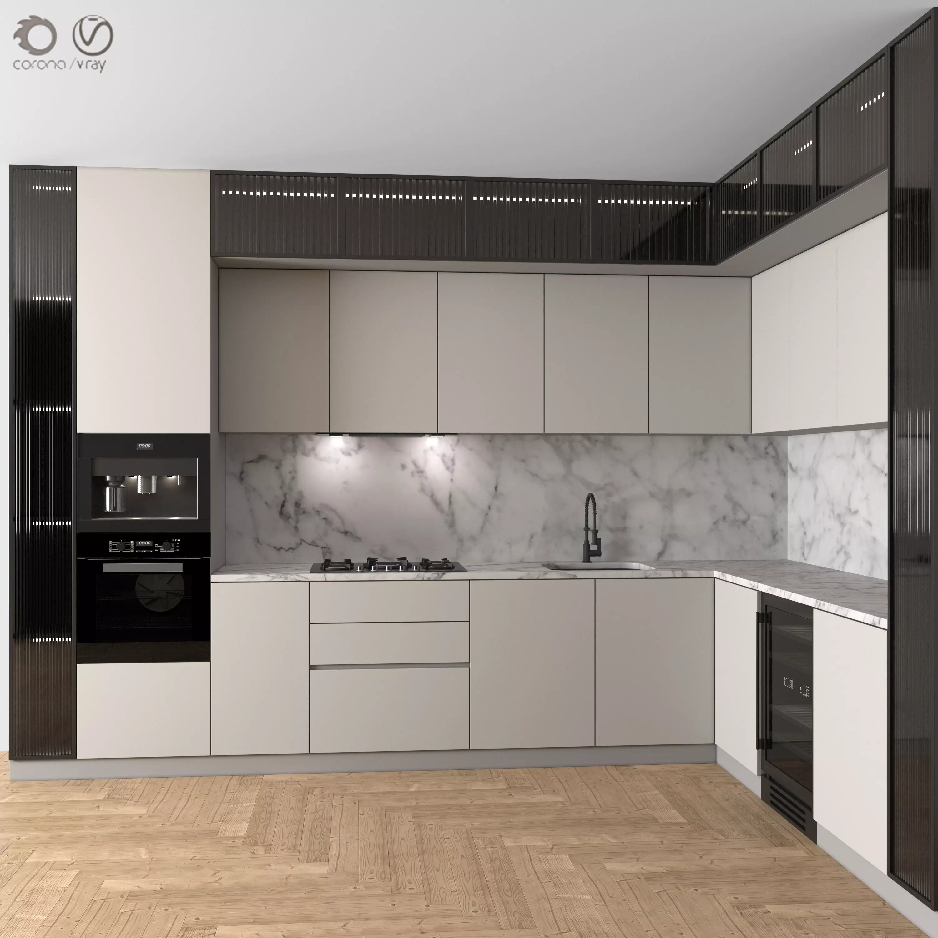Kitchen Modern 19 - Corner Kitchen 3D model_0