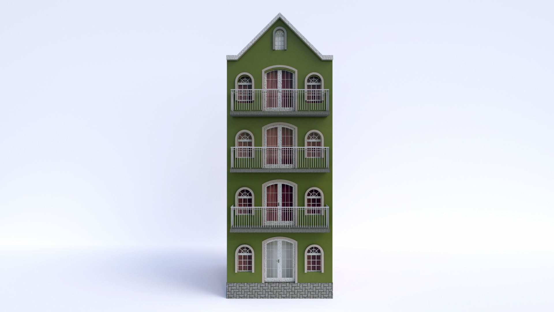 AMSTERDAM HOUSES  Low-poly 3D model_7
