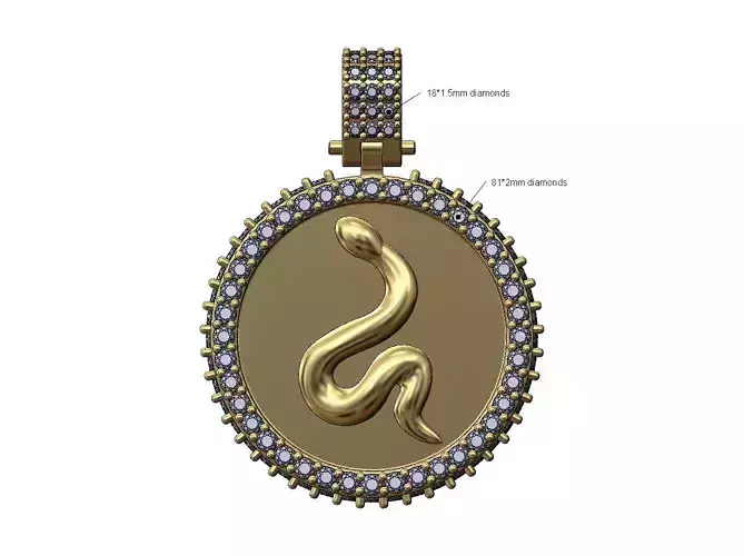Iced snake diamond pendant with bail