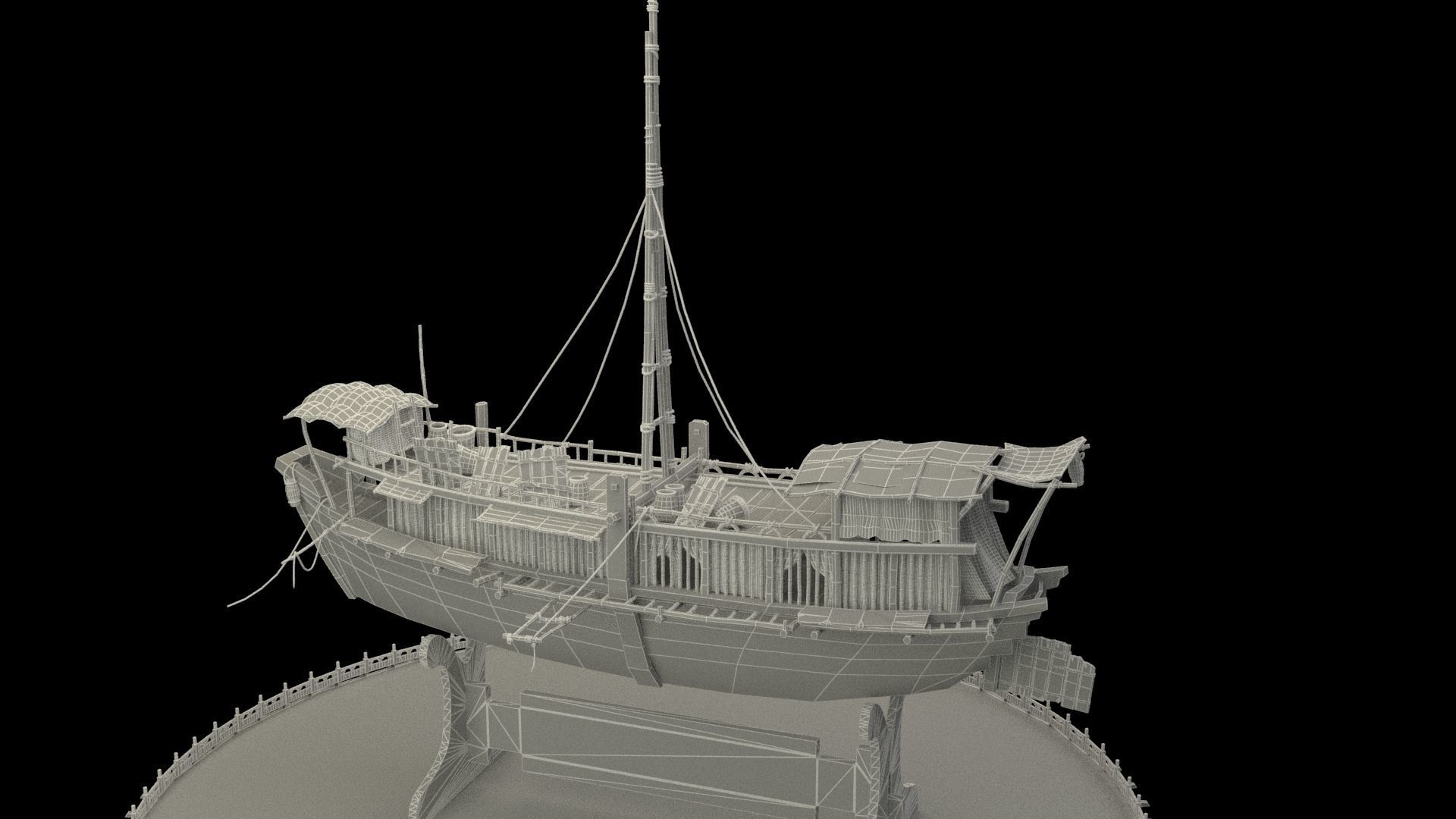 Chinese junk boat 3D model_6