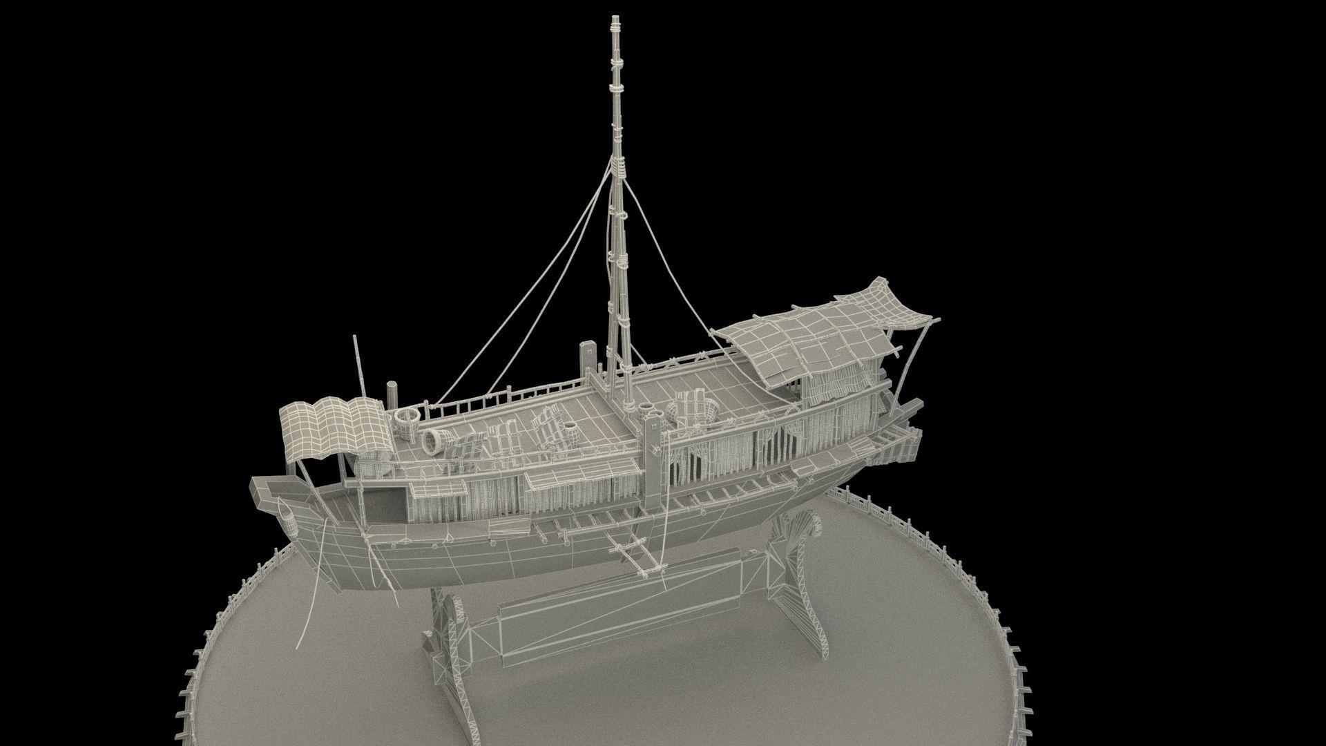 Chinese junk boat 3D model_5