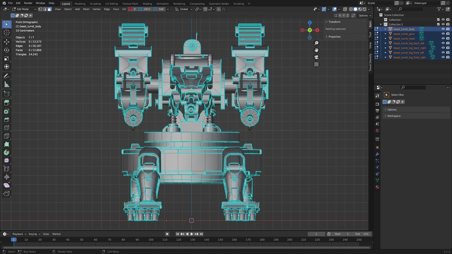 Beast Turret Low-poly 3D model_14