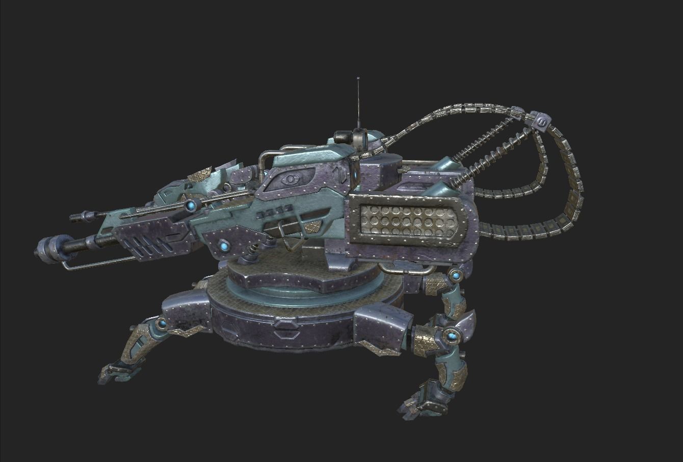 Beast Turret Low-poly 3D model_2
