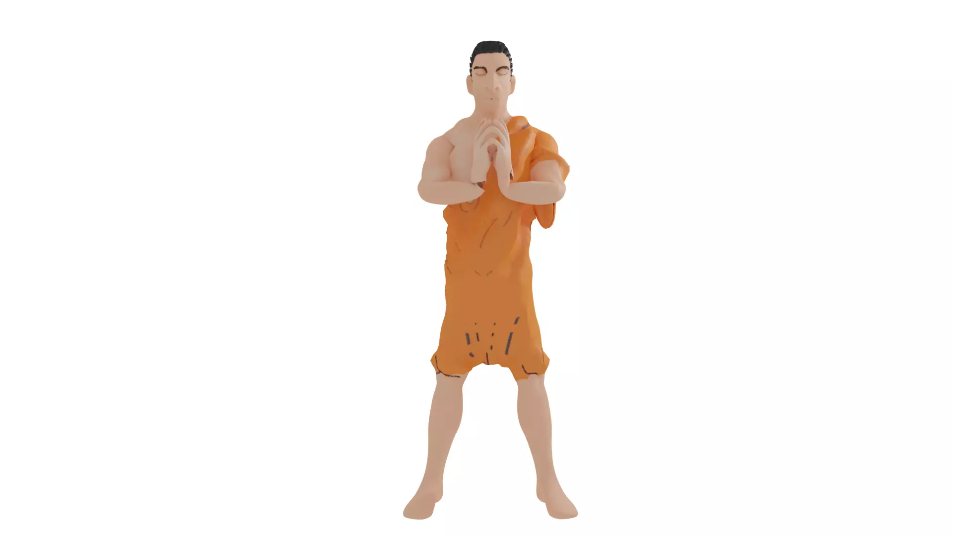 A folding hand Monk Free 3D model