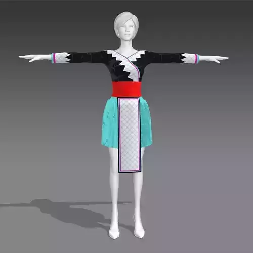 Hmong cartoon 3d dress for girl