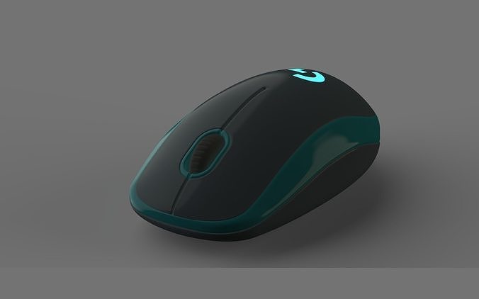 Mouse 3D computer with lights Free 3D model