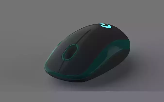 Mouse 3D computer with lights Free 3D model