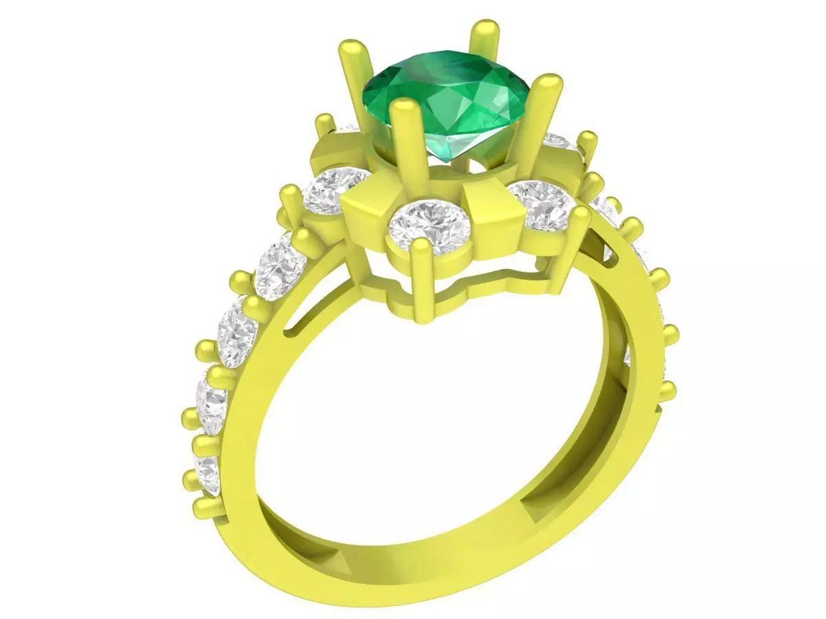 Luxury Floral Halo Gemstone Ring 3D Model 4168 3D print model