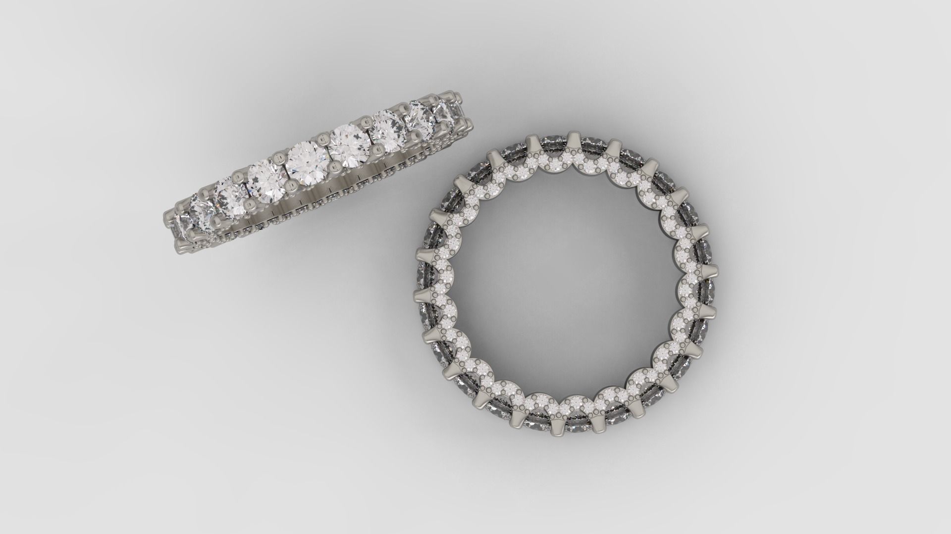 Diamond Eternity Ring 3D print model C43 3D print model_4