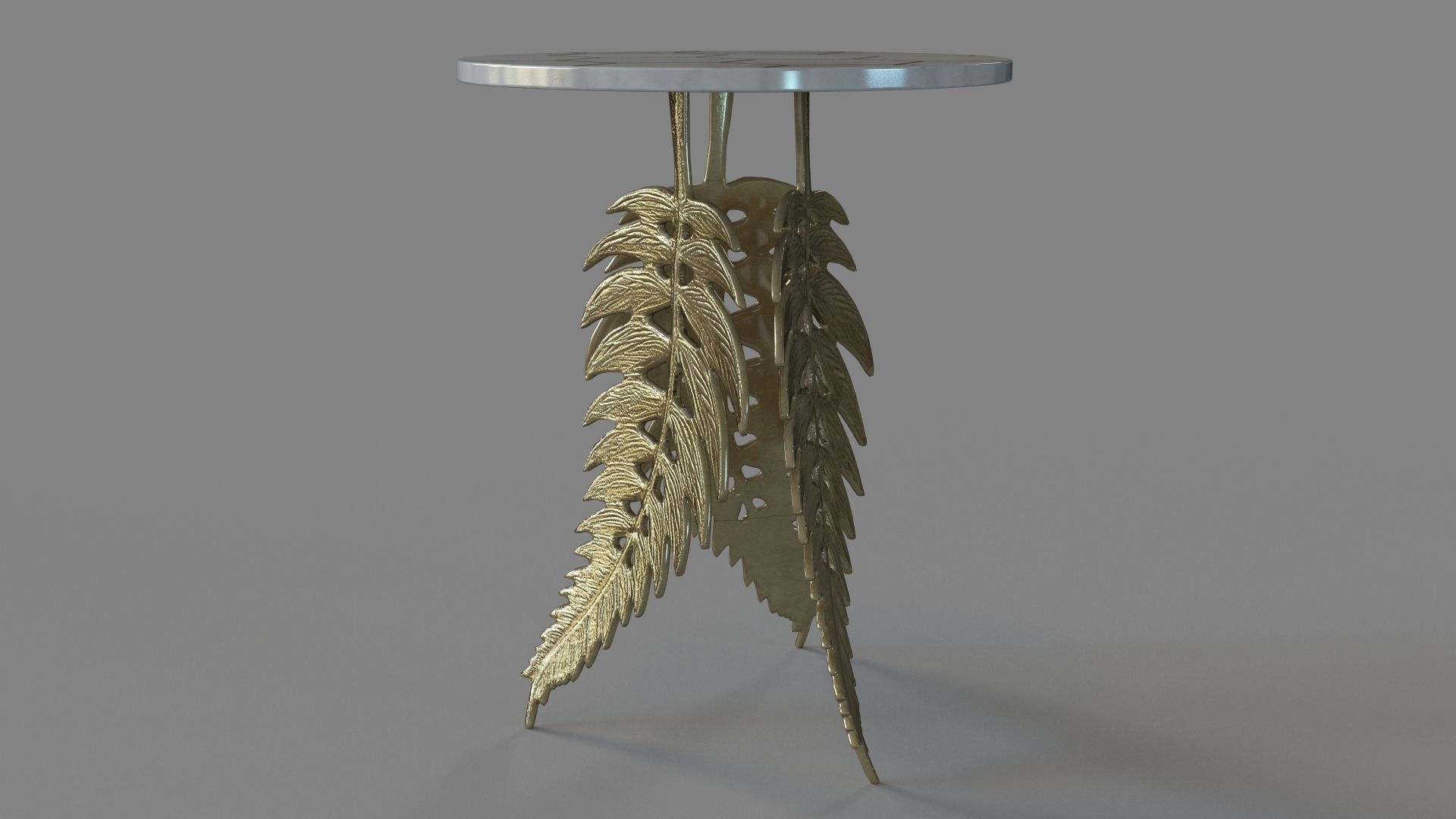 Neruda Side Table White And Gold 3D model_4
