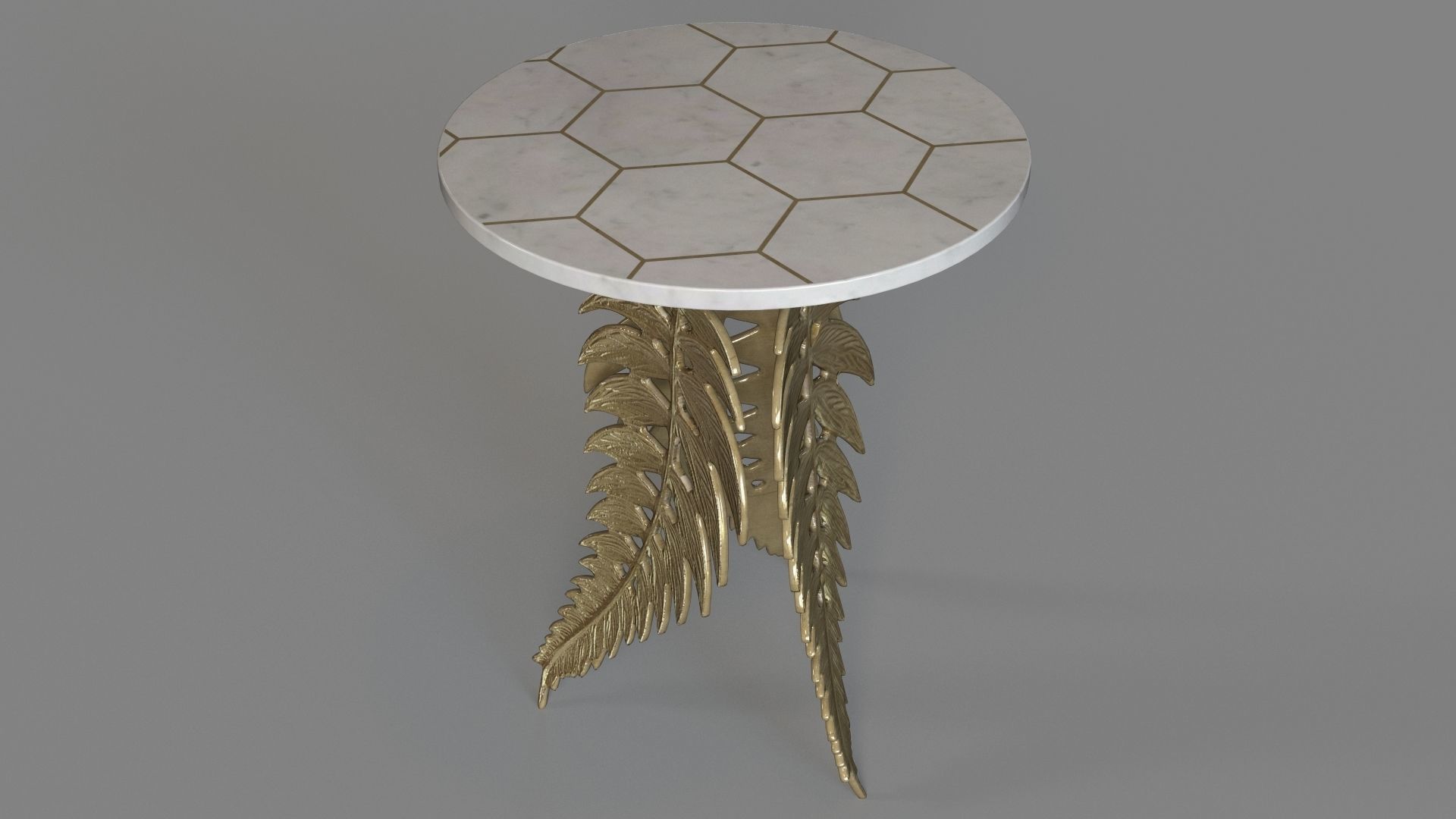 Neruda Side Table White And Gold 3D model_2