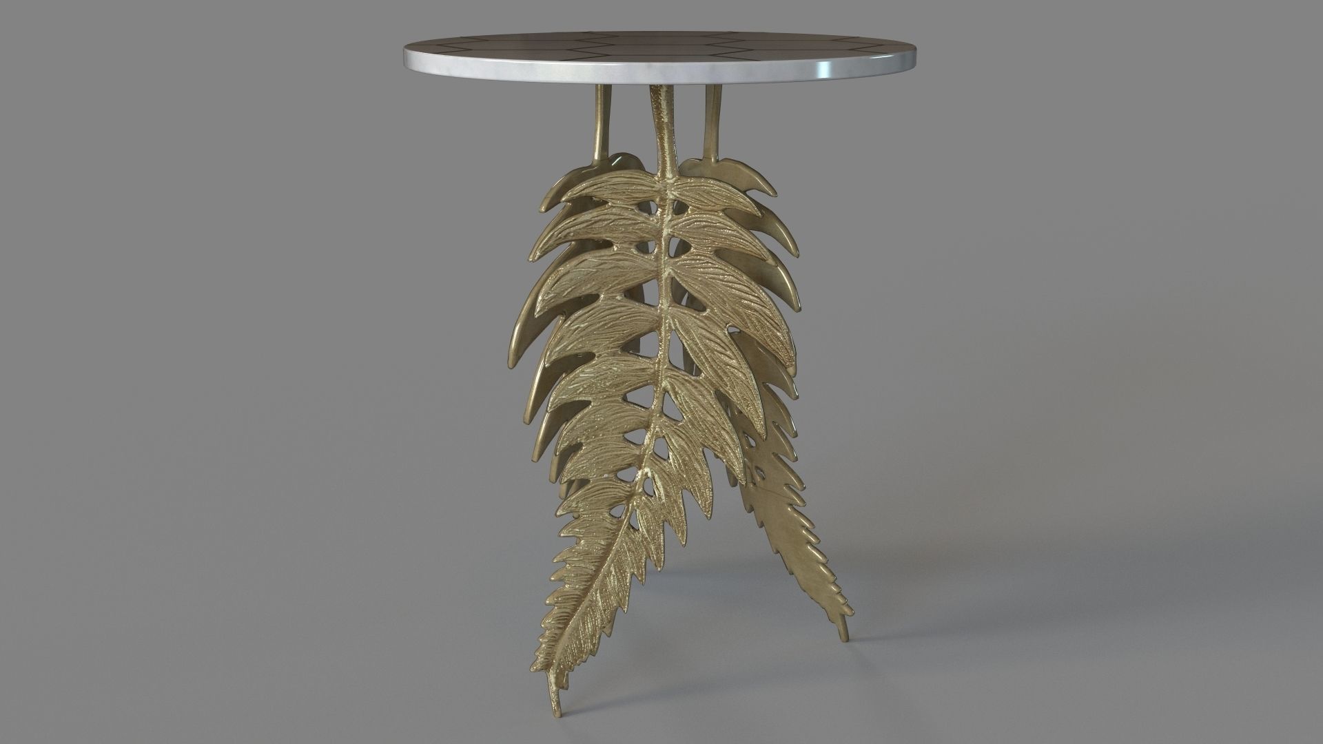 Neruda Side Table White And Gold 3D model_1