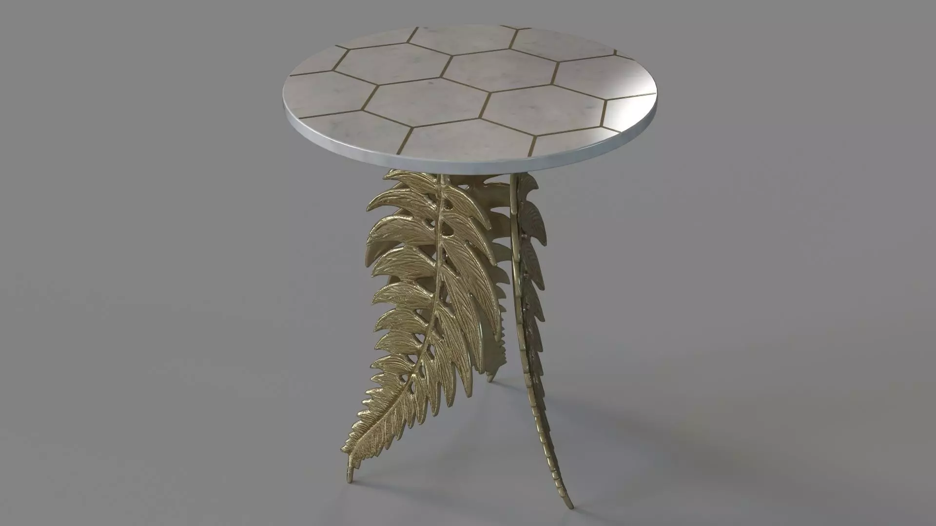 Neruda Side Table White And Gold 3D model_0