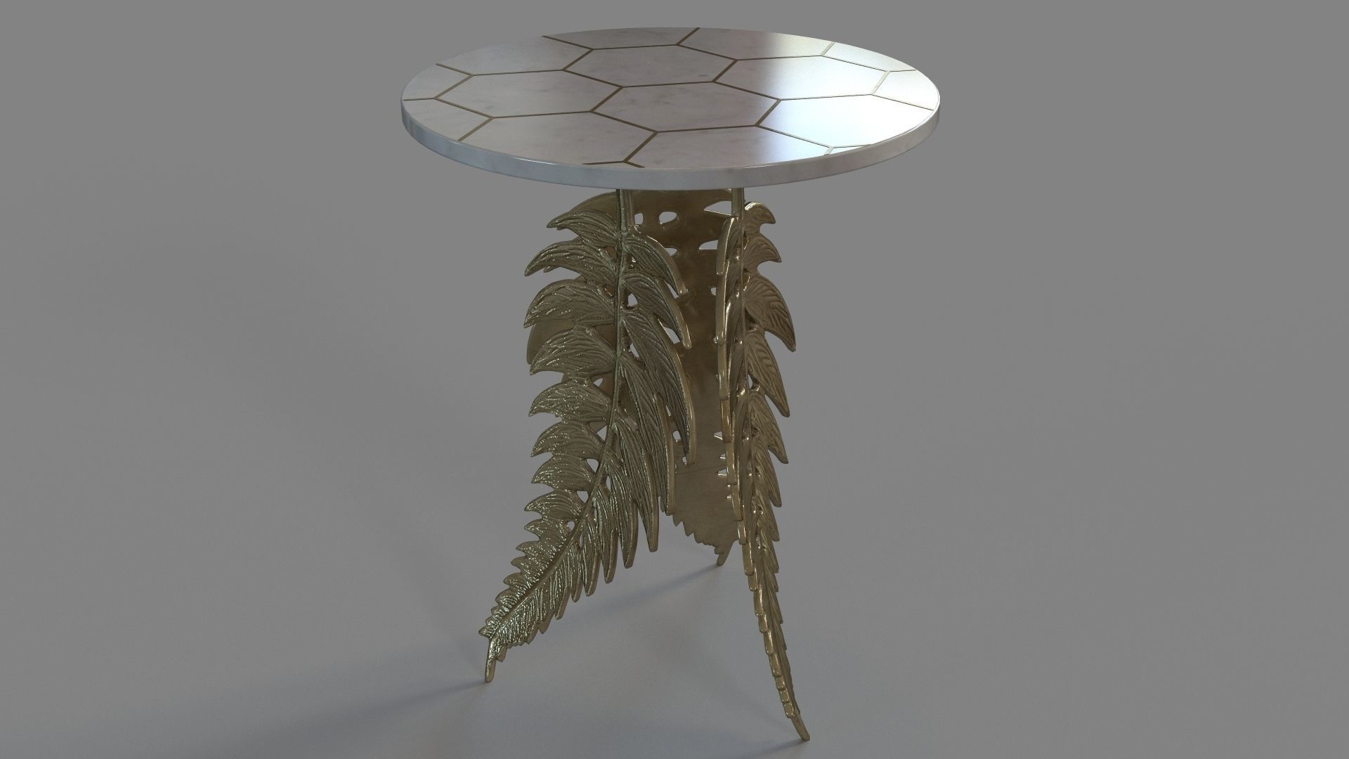 Neruda Side Table White And Gold 3D model_3