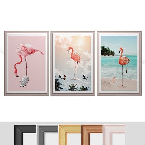 Art Frames 151- Flamingos 3D model