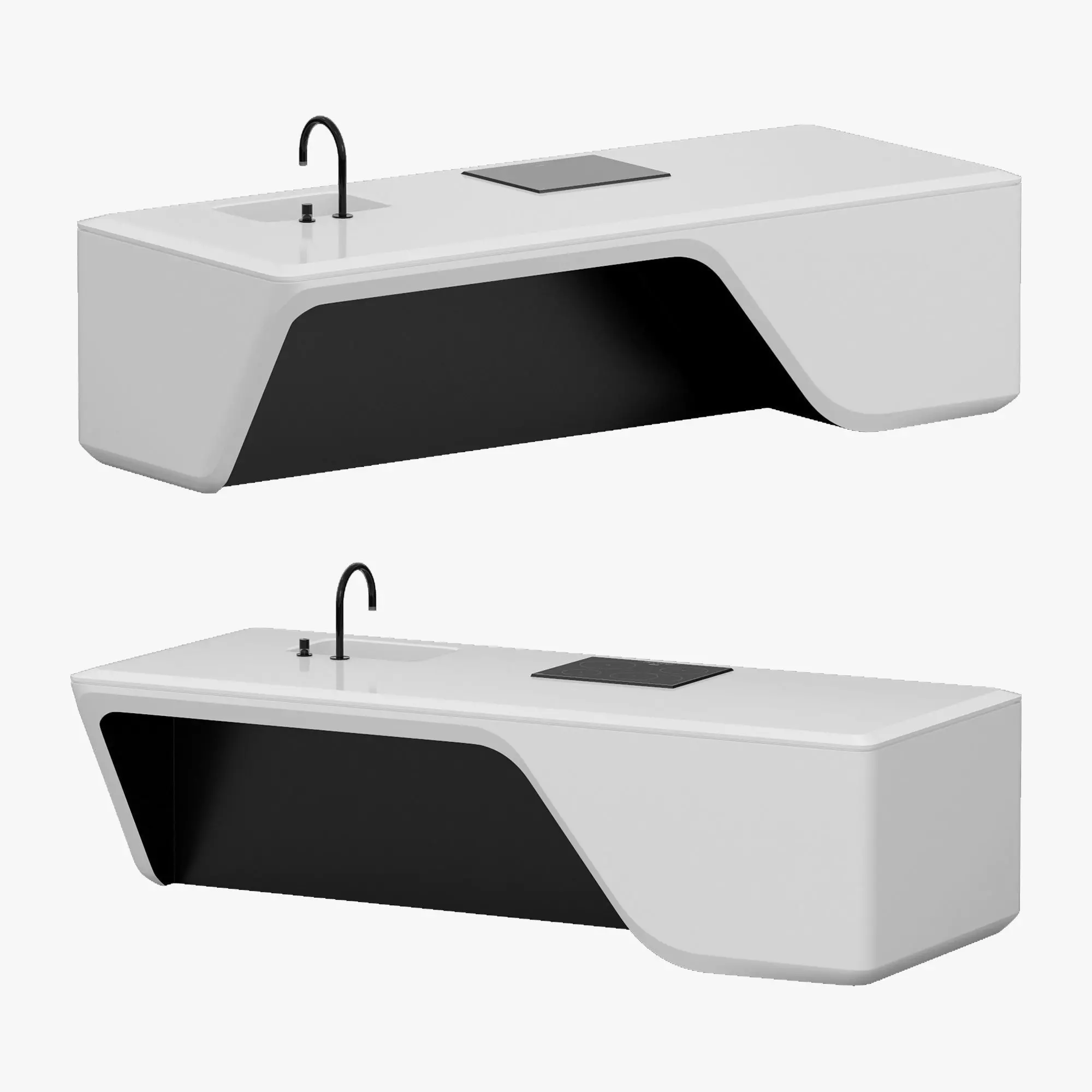 BOFFI COVE KITCHEN kitchen - island Low-poly 3D model_0