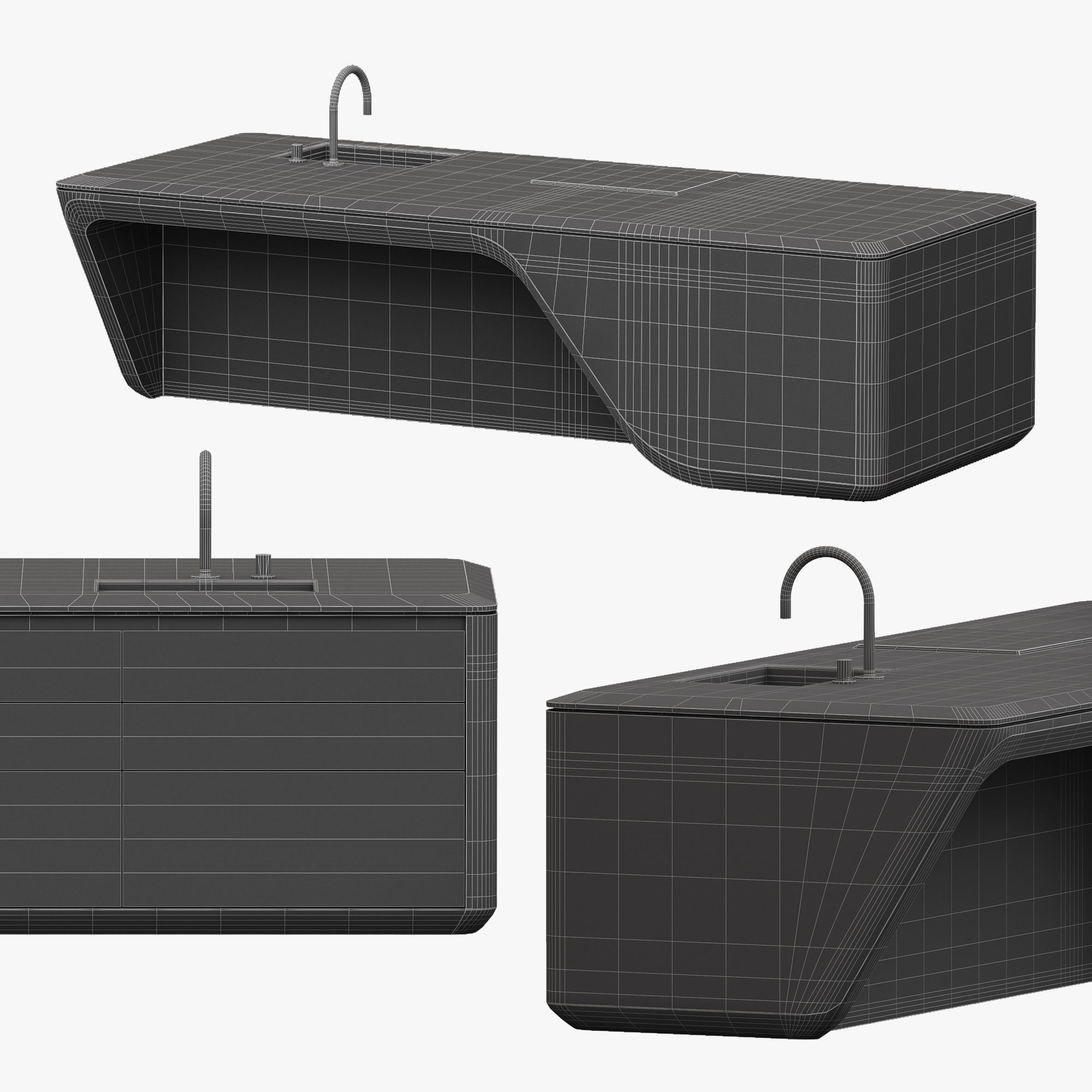 BOFFI COVE KITCHEN kitchen - island Low-poly 3D model_4