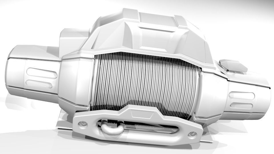 Winch Crane Tug Cabrestante Remolcador Grua Low-poly 3D model_6