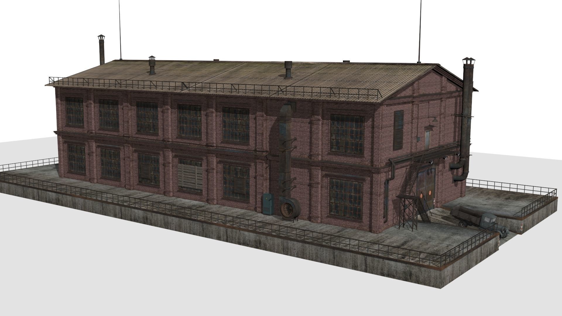 Old factory Low-poly 3D model_5