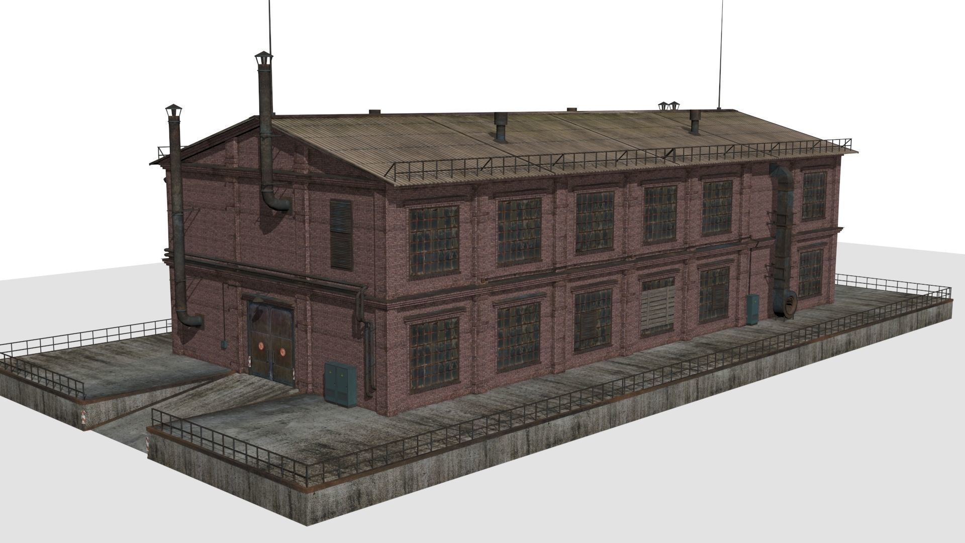 Old factory Low-poly 3D model_4