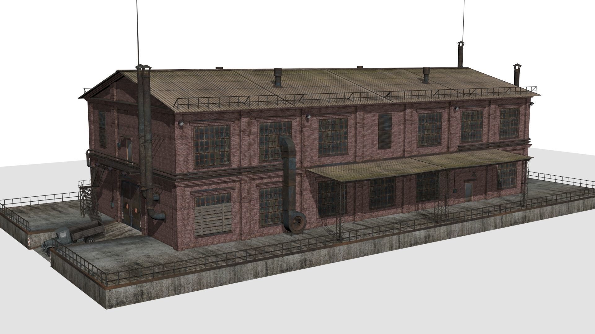 Old factory Low-poly 3D model_2
