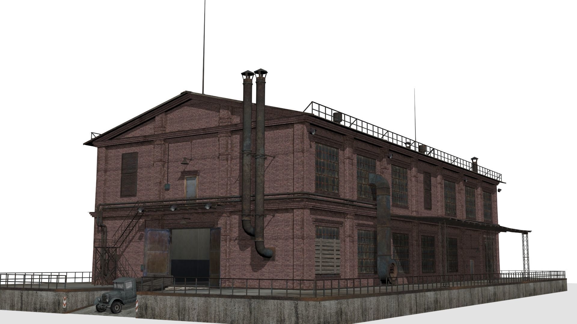 Old factory Low-poly 3D model_1