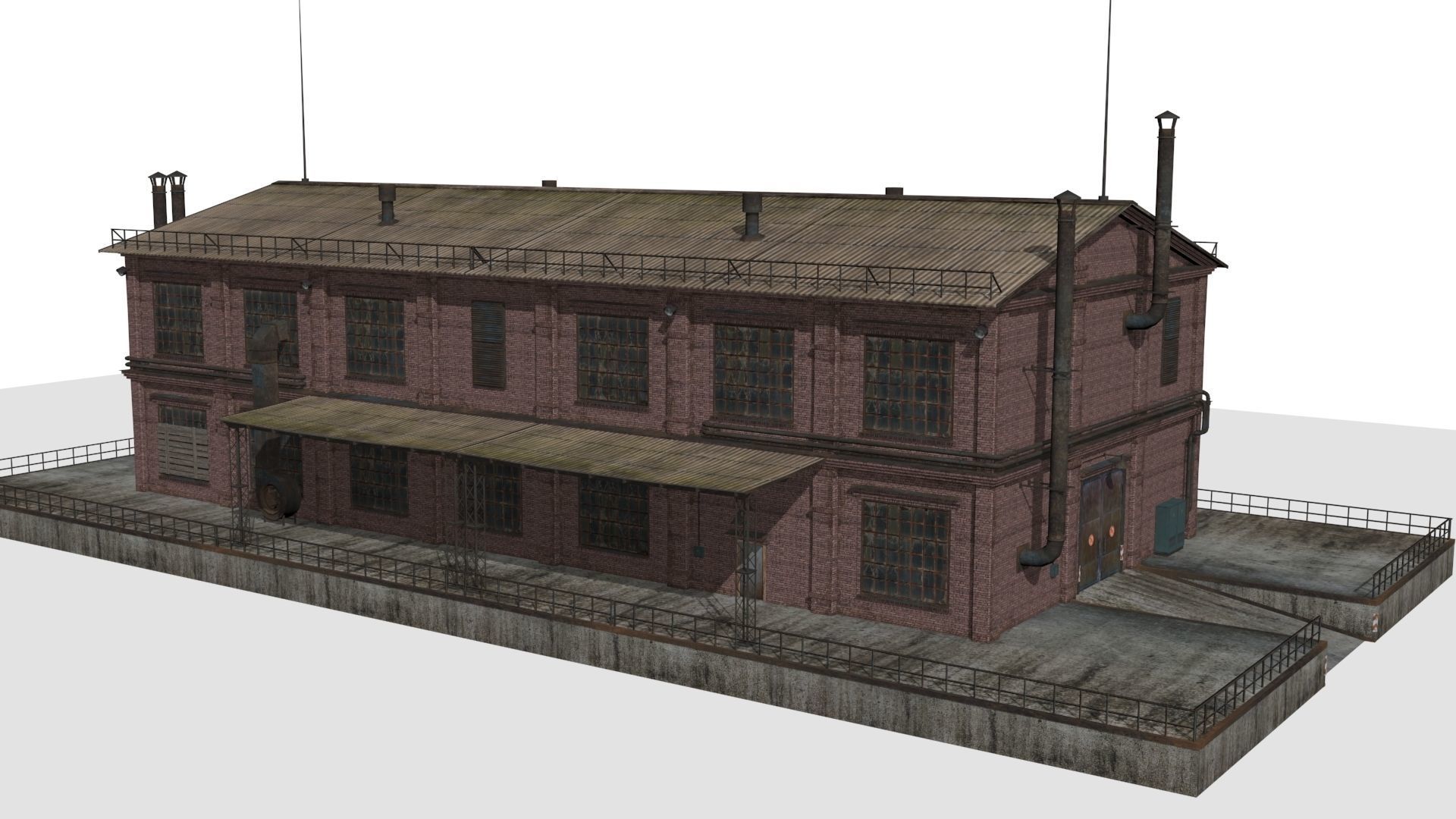 Old factory Low-poly 3D model_3
