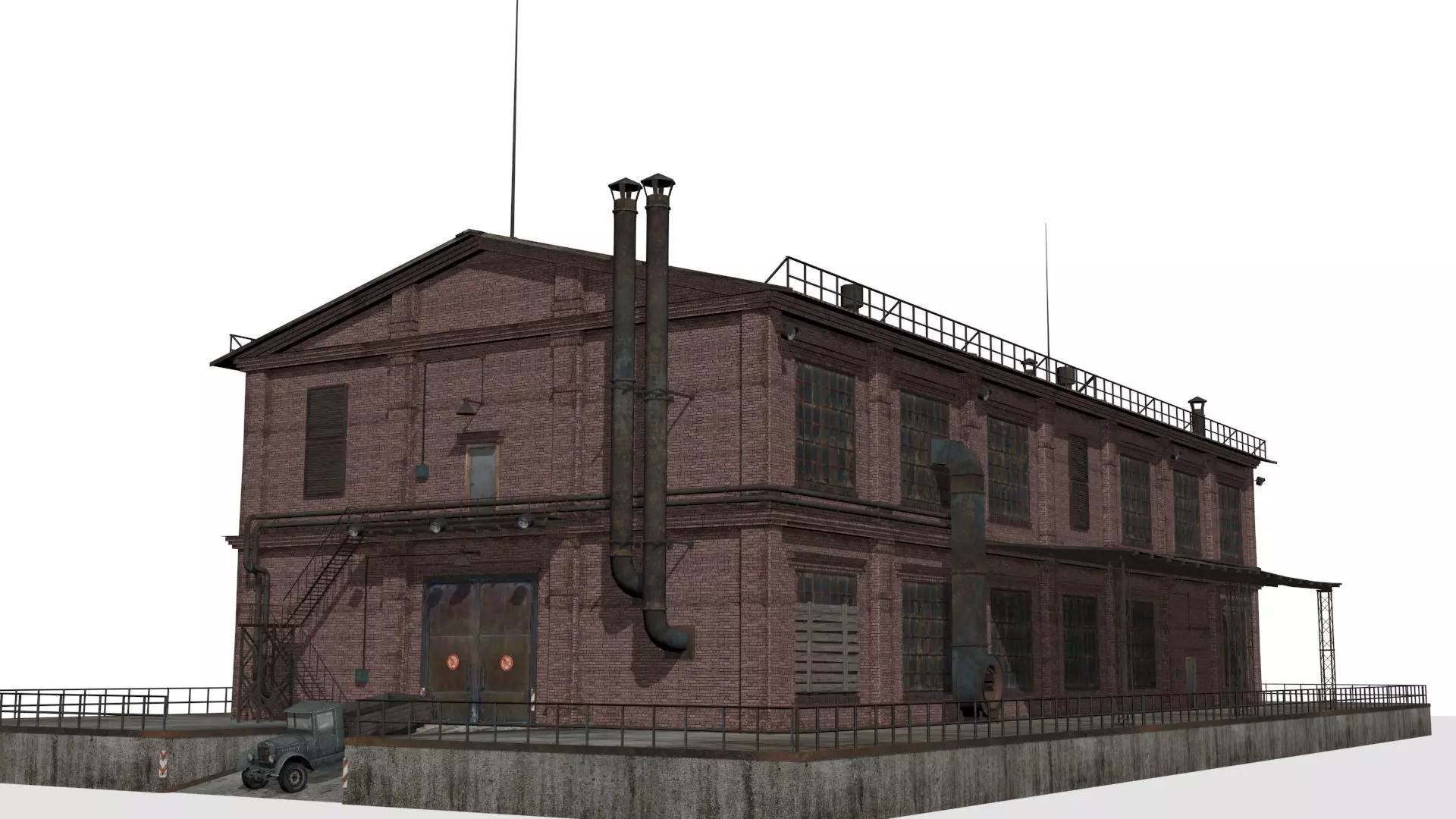 Old factory Low-poly 3D model_0