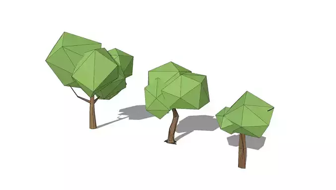 Low Poly Trees three polygonal Low-poly 3D model
