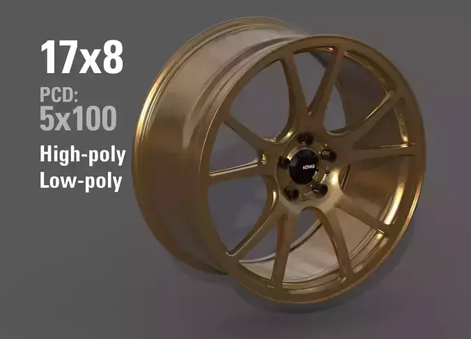 Konig Freeform 17x8 PCD 5x100 Rim Low-poly 3D model