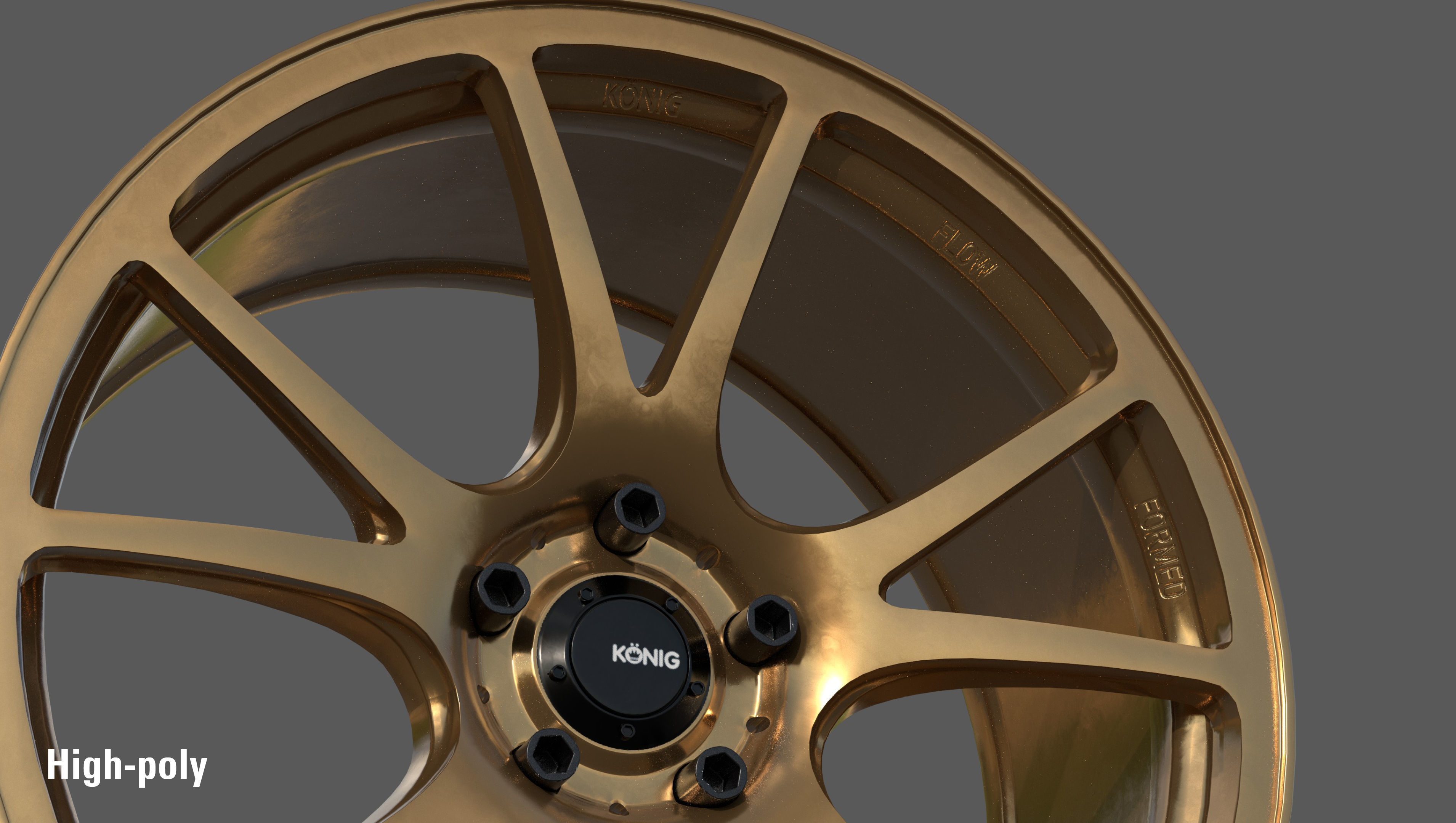 Konig Freeform 17x8 PCD 5x100 Rim Low-poly 3D model_2