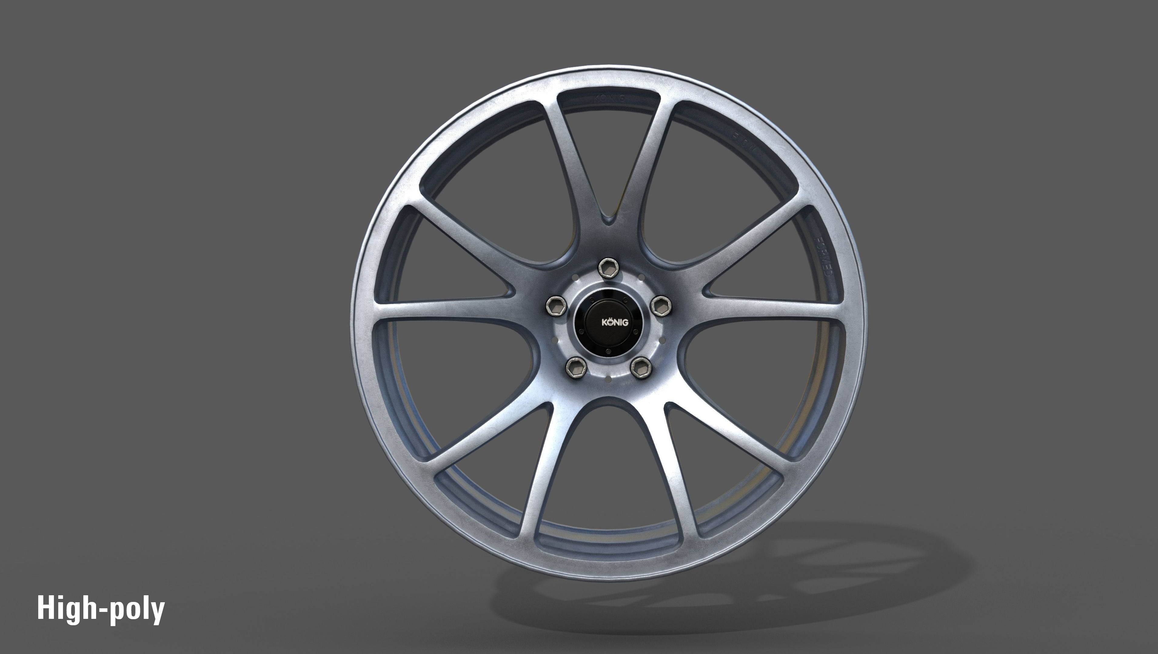 Konig Freeform 17x8 PCD 5x100 Rim Low-poly 3D model_4