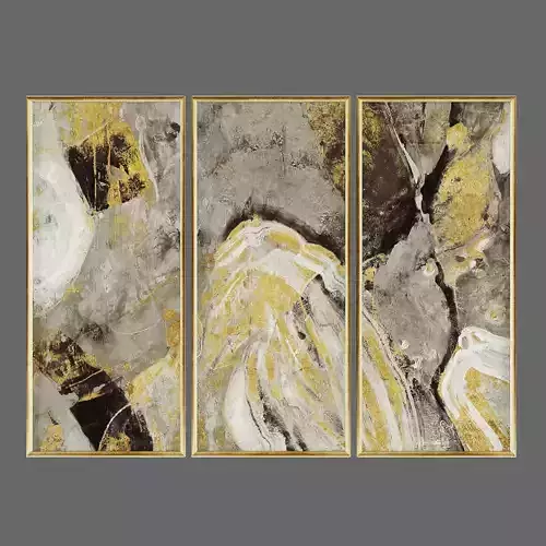Pictures329 three gold abstract paintings