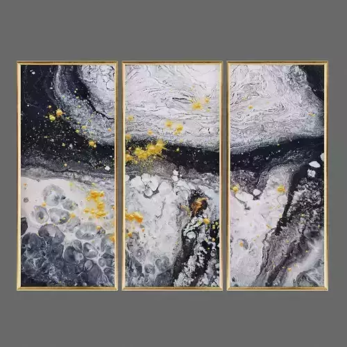 Pictures330 three gold abstract paintings