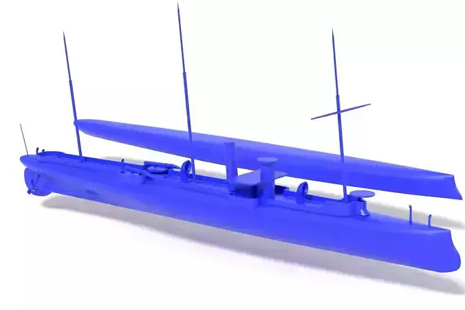 3D Print Ready torpedo gunboat Dragonne 1885 - French Navy 3D print model