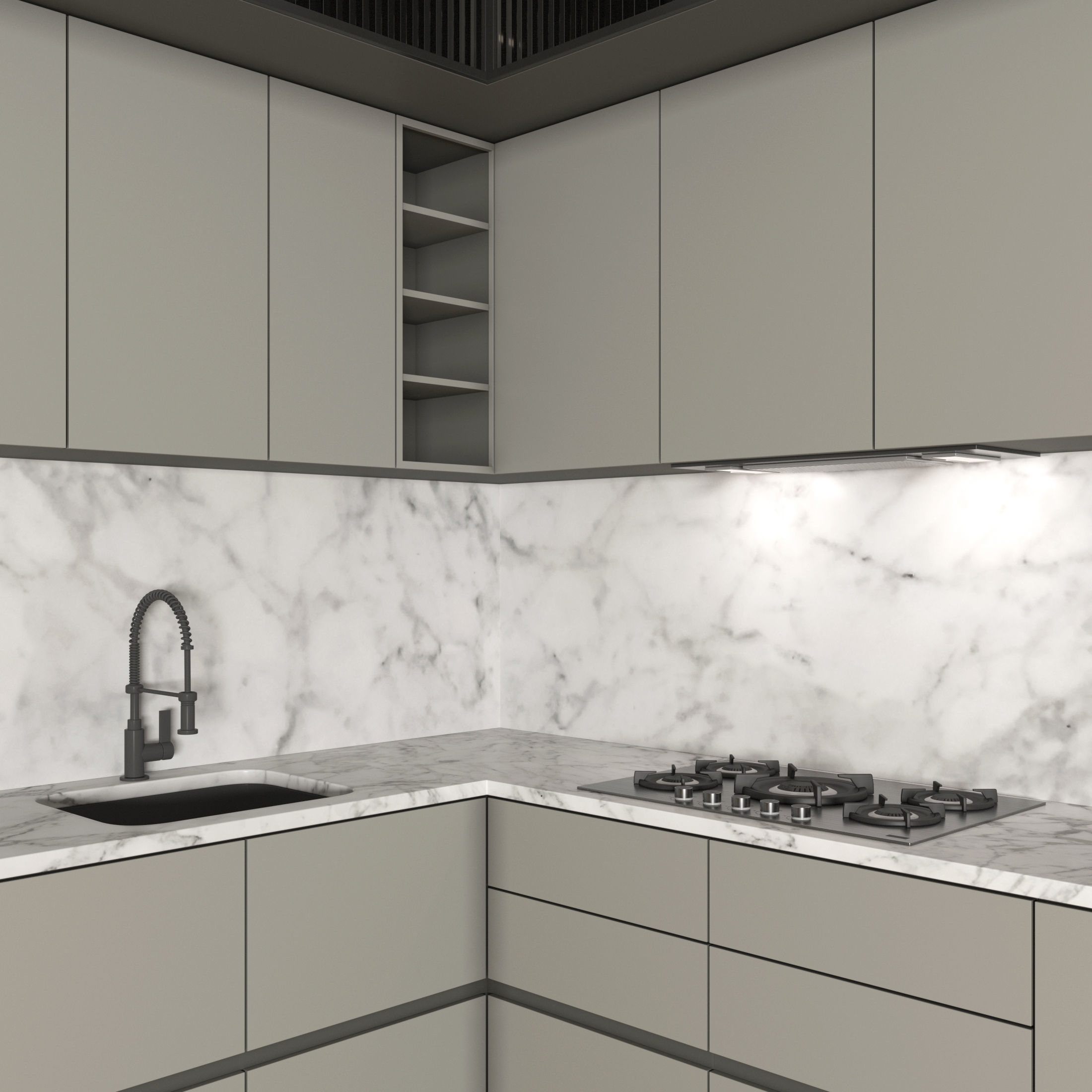 Kitchen Modern 20 - Corner Kitchen 3D model_1