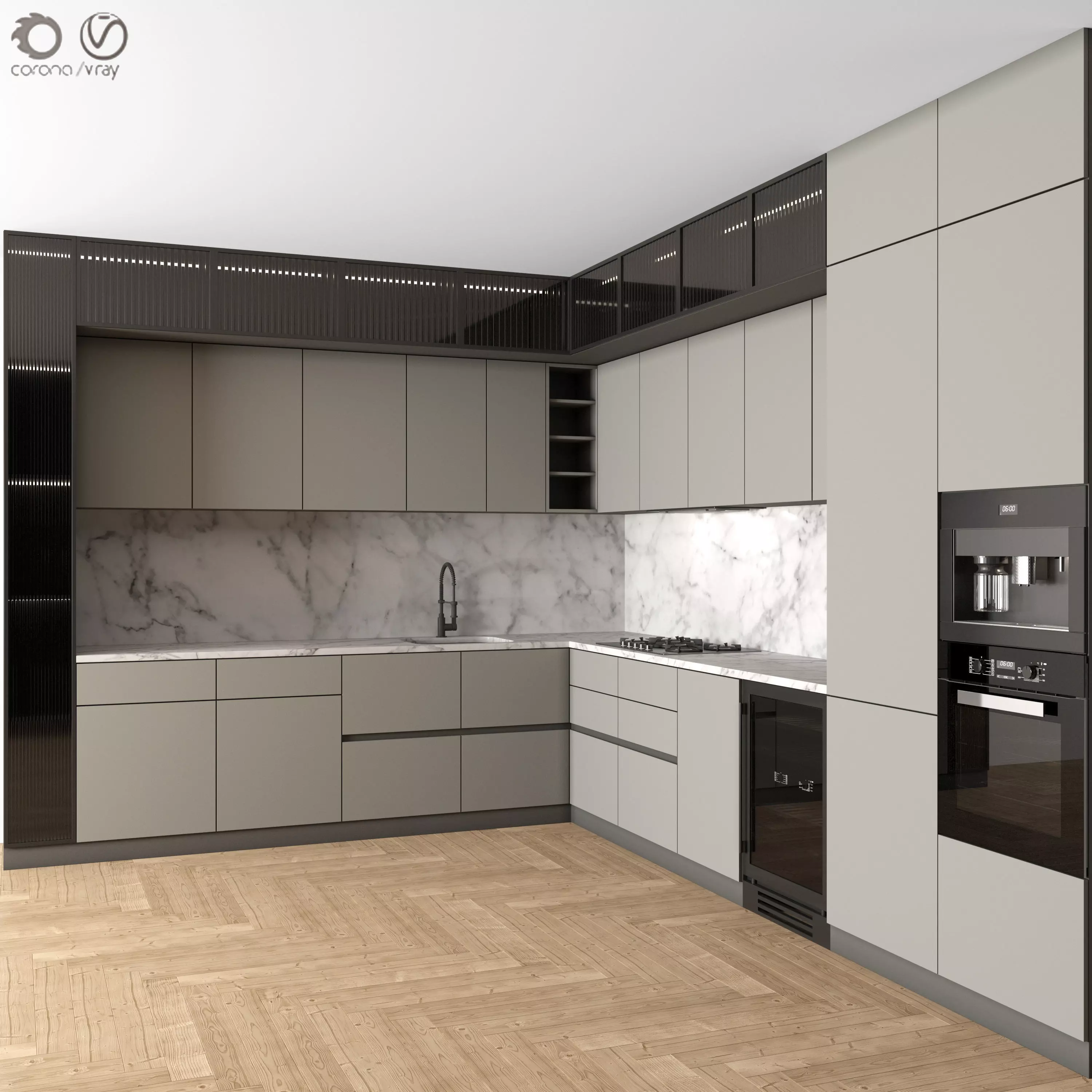 Kitchen Modern 20 - Corner Kitchen 3D model_0