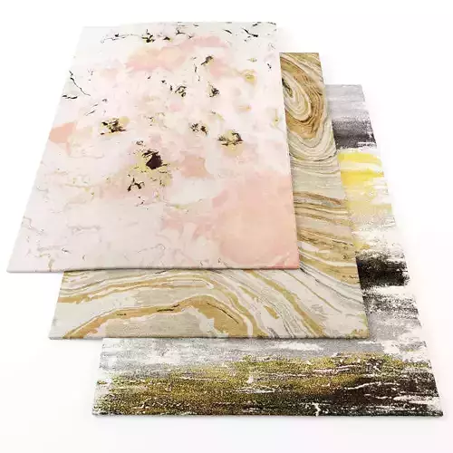 Rugs-1312 three marble rugs Low-poly 3D model