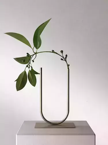 Vase Tube with Leaves 3D model