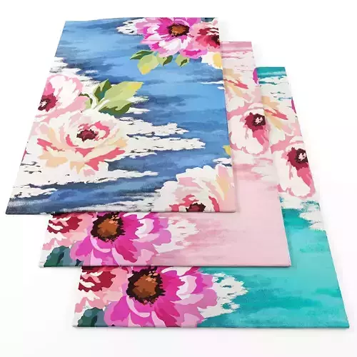 Rugs-1319 three floral area rugs Low-poly 3D model