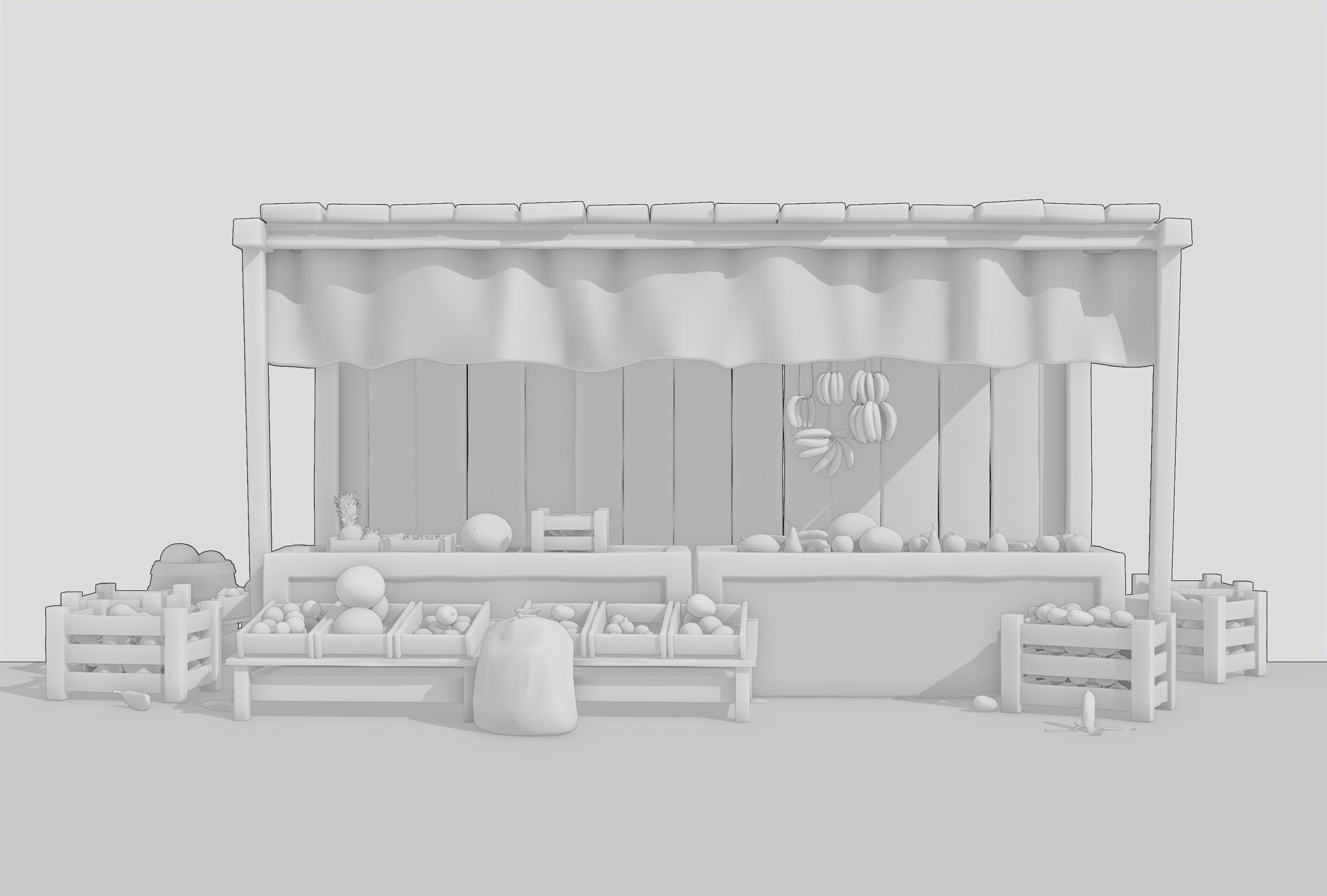 Fruit Shop Low-poly 3D model_4