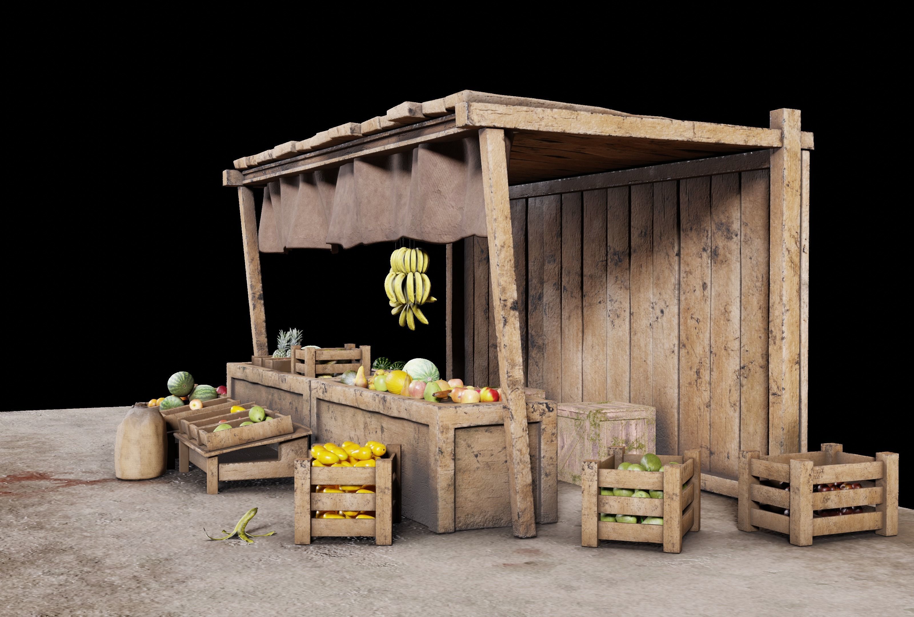 Fruit Shop Low-poly 3D model_2