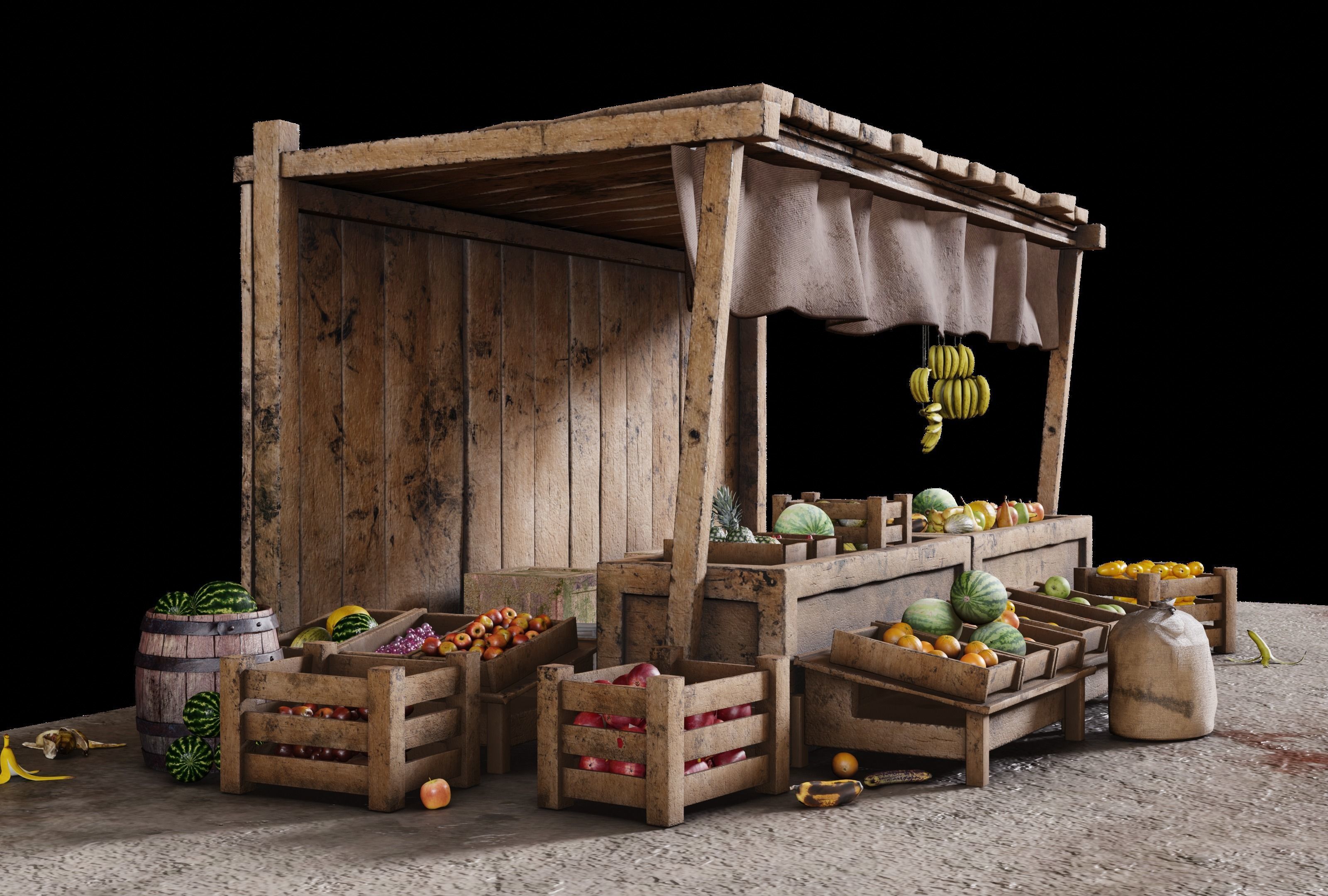Fruit Shop Low-poly 3D model_1