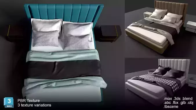 Bed Set PBR Detailed 3D model