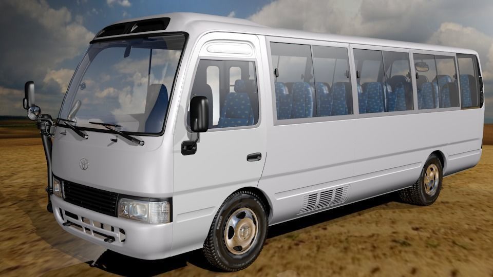 Toyota Coaster Bus Low-poly 3D model_2