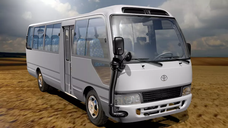 Toyota Coaster Bus Low-poly 3D model_0