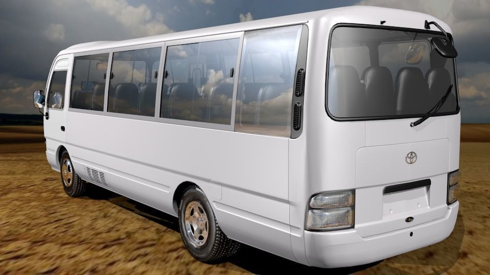 Toyota Coaster Bus Low-poly 3D model_1