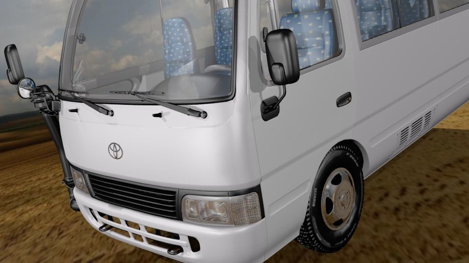 Toyota Coaster Bus Low-poly 3D model_33