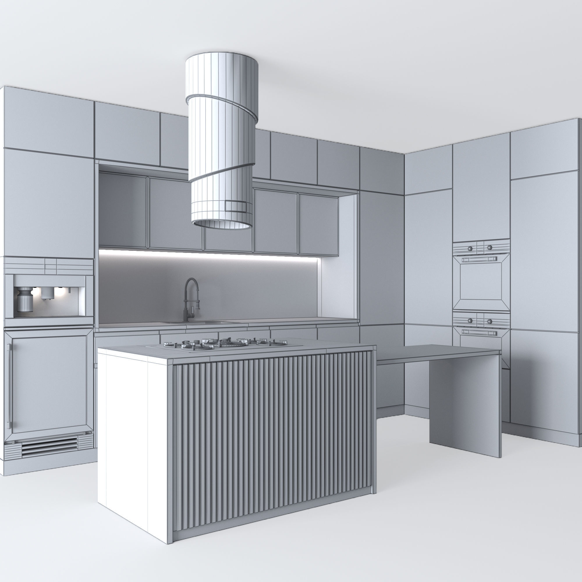 Kitchen Modern 21 - Corner Kitchen 3D model_4