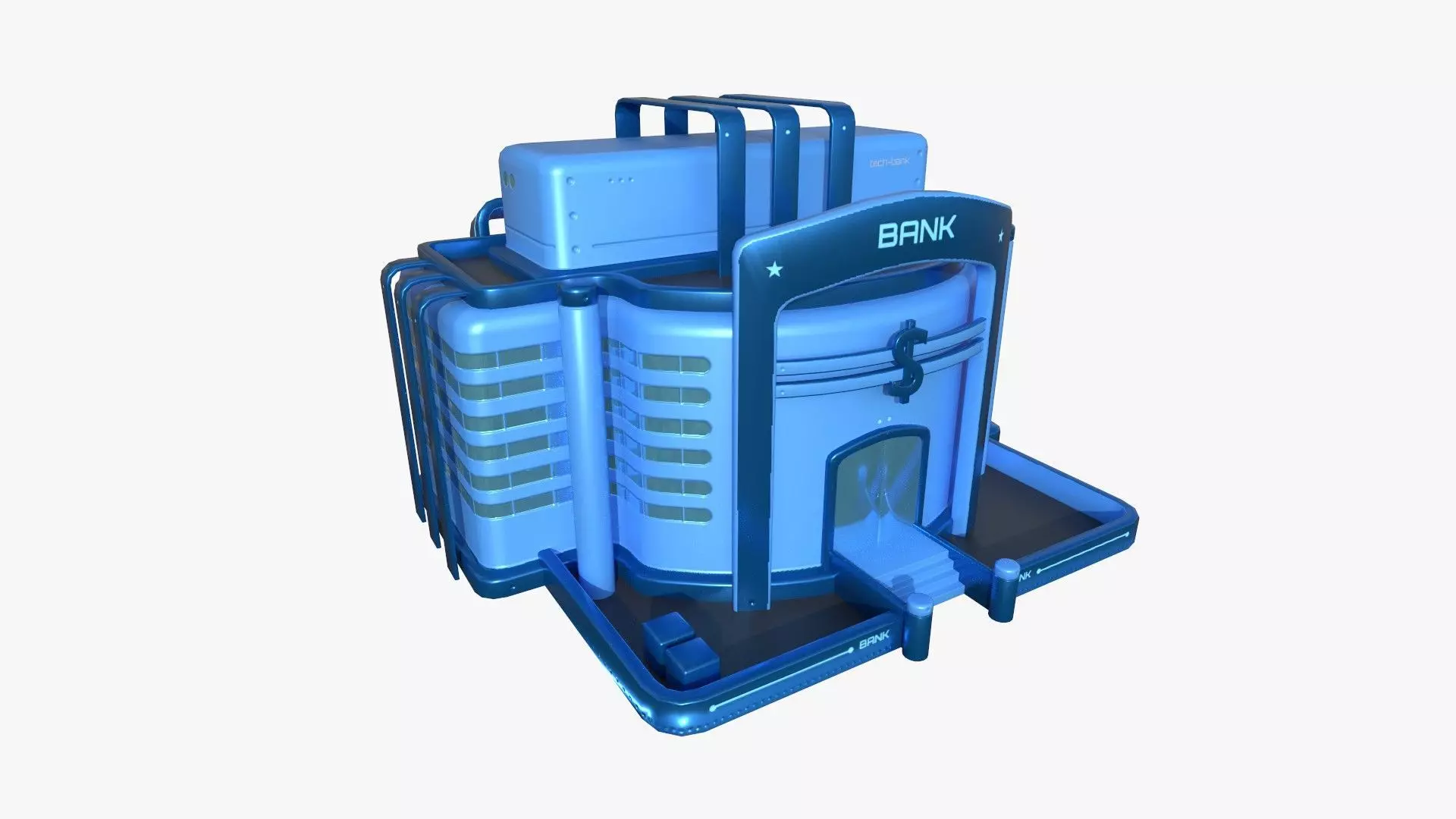 SciFi Bank A03 Bank - Sci Fi Exterior Design Low-poly 3D model_0